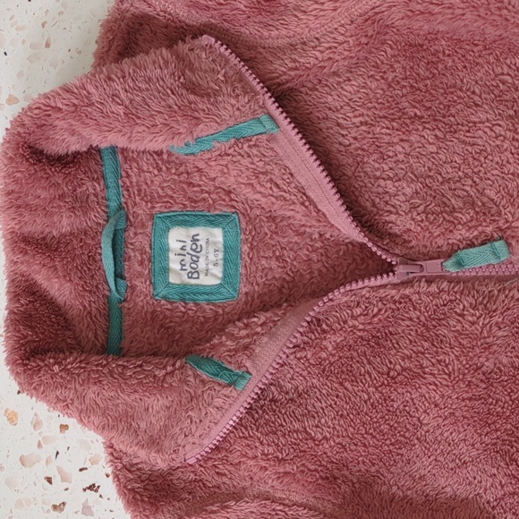 Mini Boden | Pink Fluffy Fleece Zipper Jacket | 5-6 yr - Picture 2 of 4